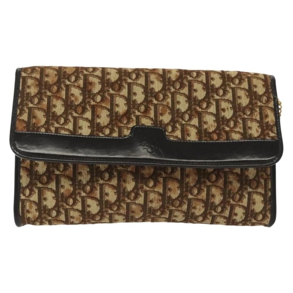 Christian Dior Trotter Canvas Chain Shoulder Bag Brown Gold Auth gh553 - Picture 2 of 16